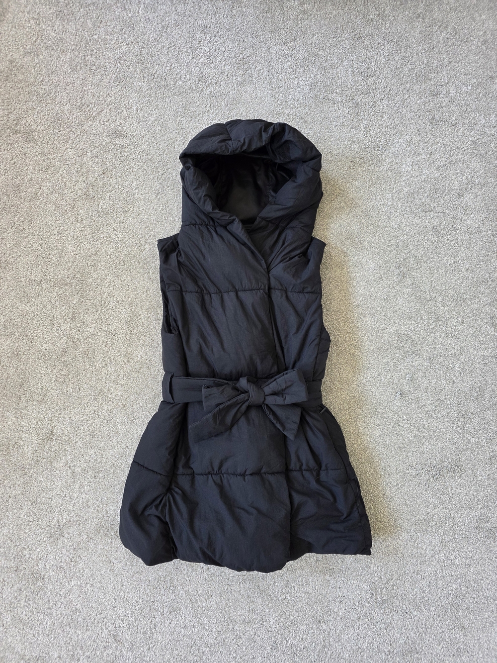 GAP Puffer Hooded Vest with Waist Tie